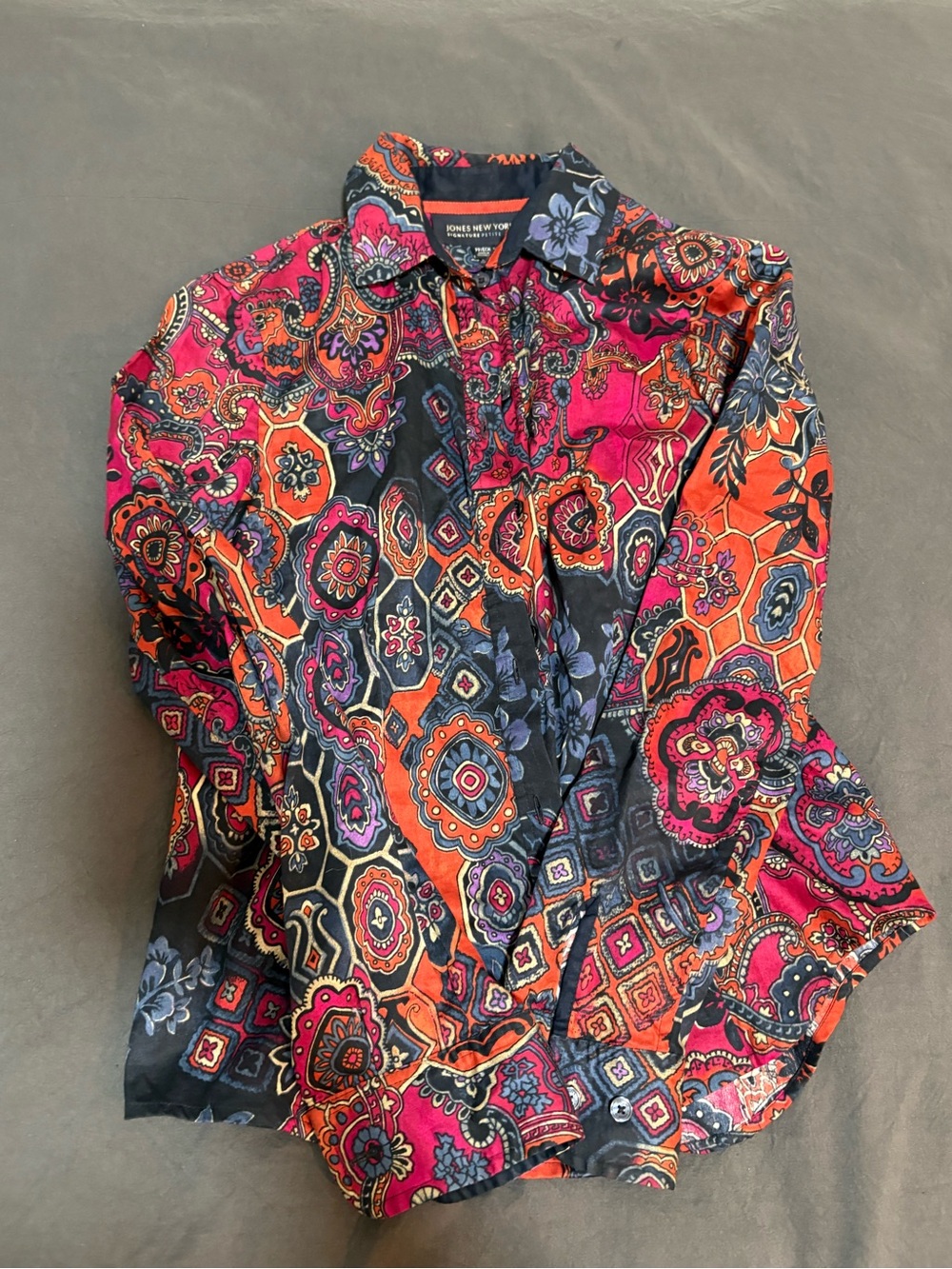Jones New York Men's Paisley-Print Button Down Shirt in Fuchsia, Orange & Navy